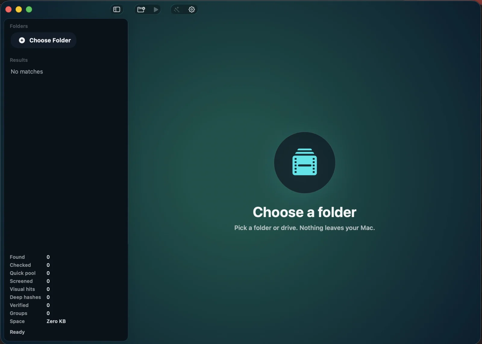 Schermata iniziale di FrameSweep con scelta della cartella