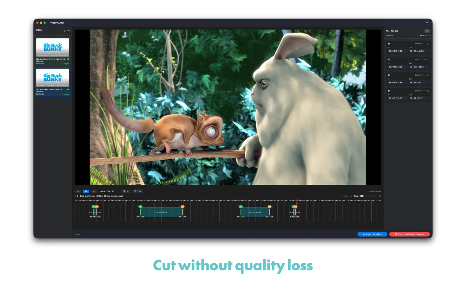 Lossless Video Cutter cortando un video sin pérdida de calidad
