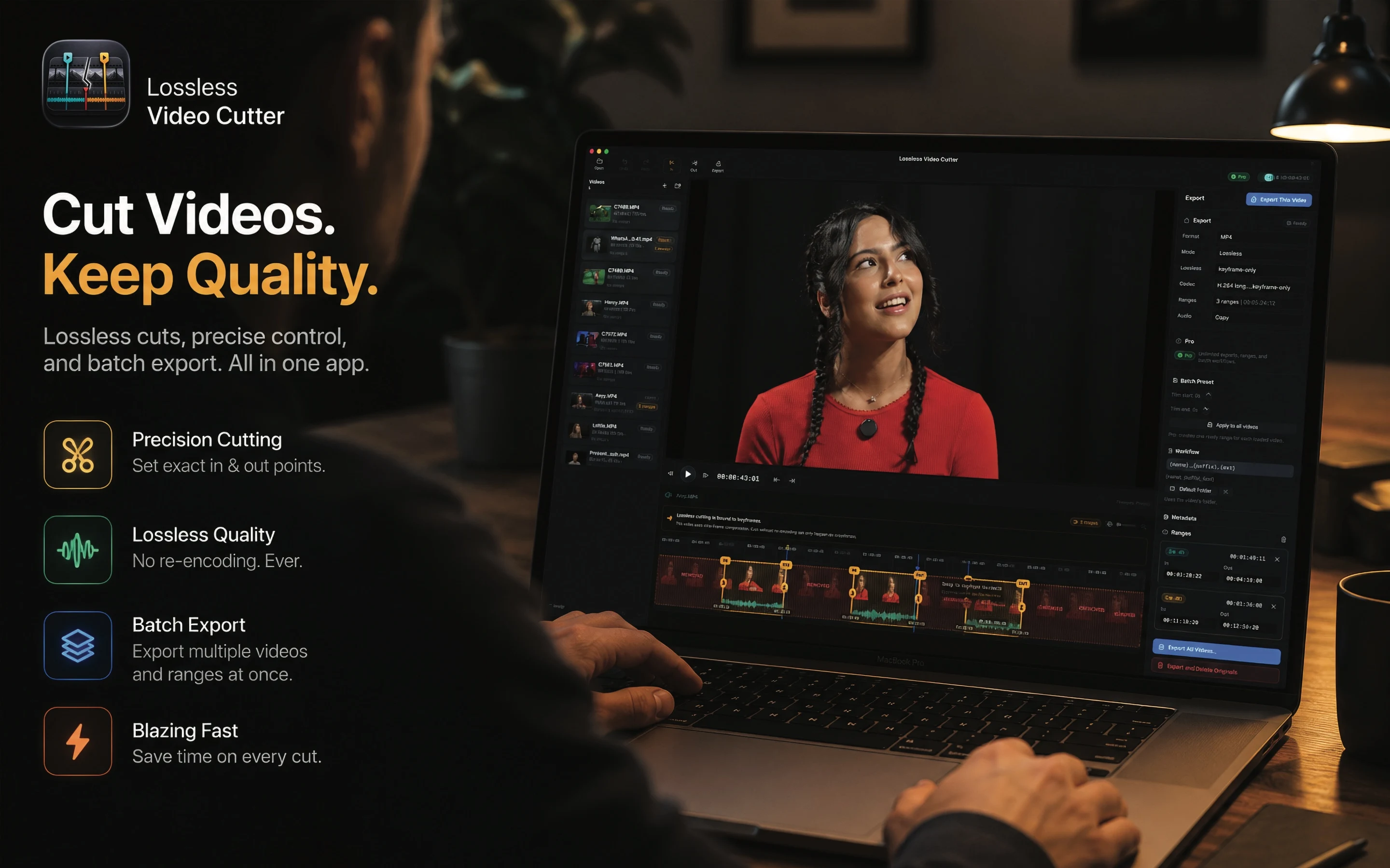 Lossless Video Cutter con interfaccia ridisegnata per taglio preciso e batch export