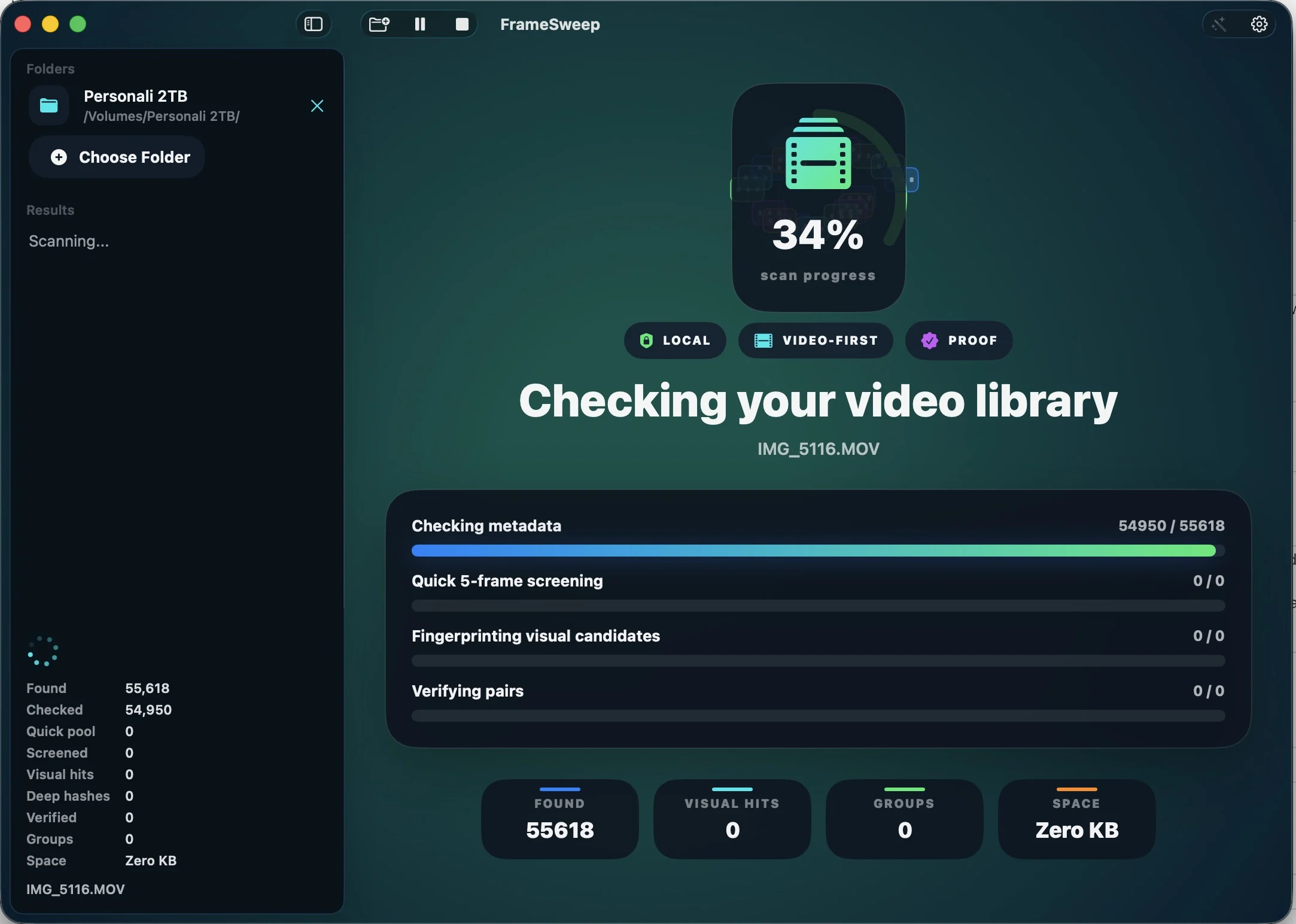 Similiter prüft eine Videobibliothek auf dem Mac