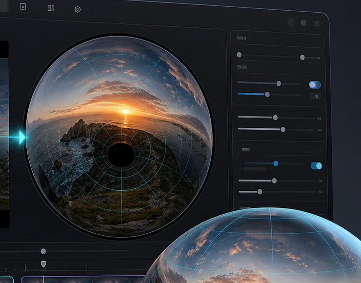 VR Converter Studio mostra la preview di un risultato domemaster