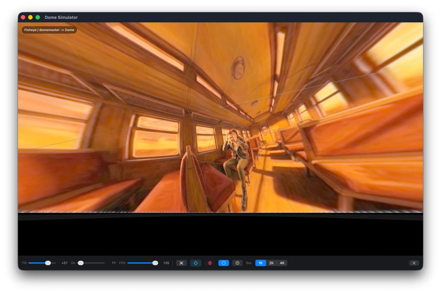 VR Converter Studio simula una proyección domemaster a partir de vídeo fisheye