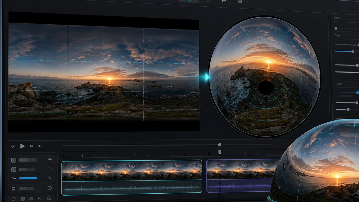 VR Converter Studio mostra controlli per convertire video immersivi