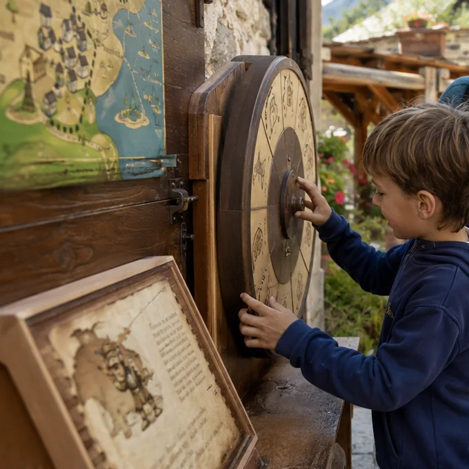 Un niño acciona un mecanismo diseñado para una etapa