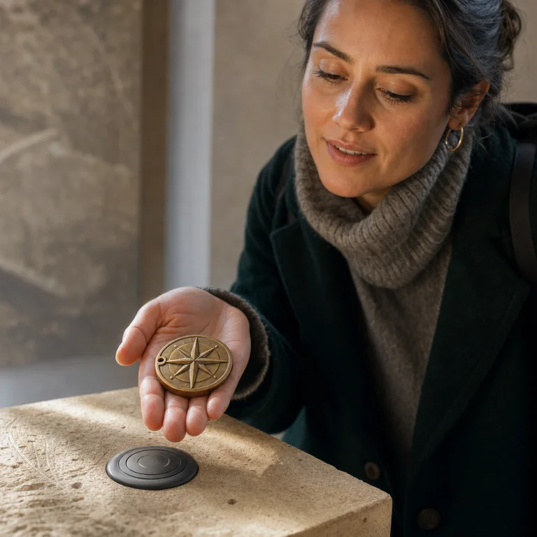 Una visitante acerca la StoryKey NFC a un punto de activación