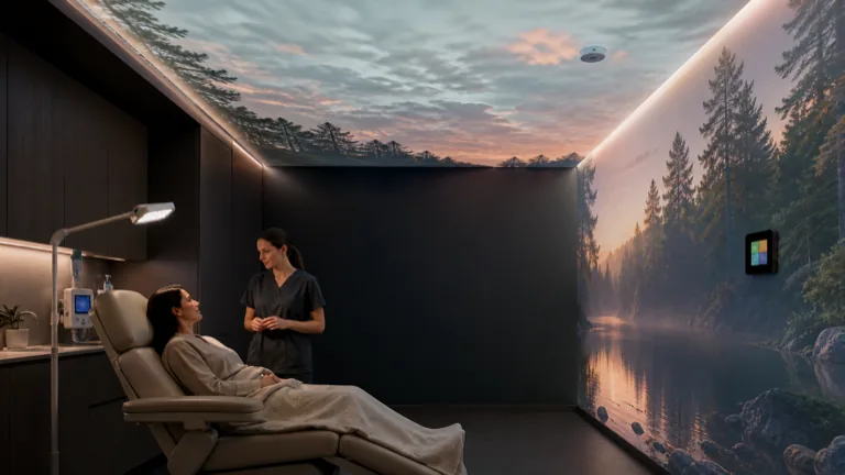 Placamen dans un cabinet médical avec paysage immersif