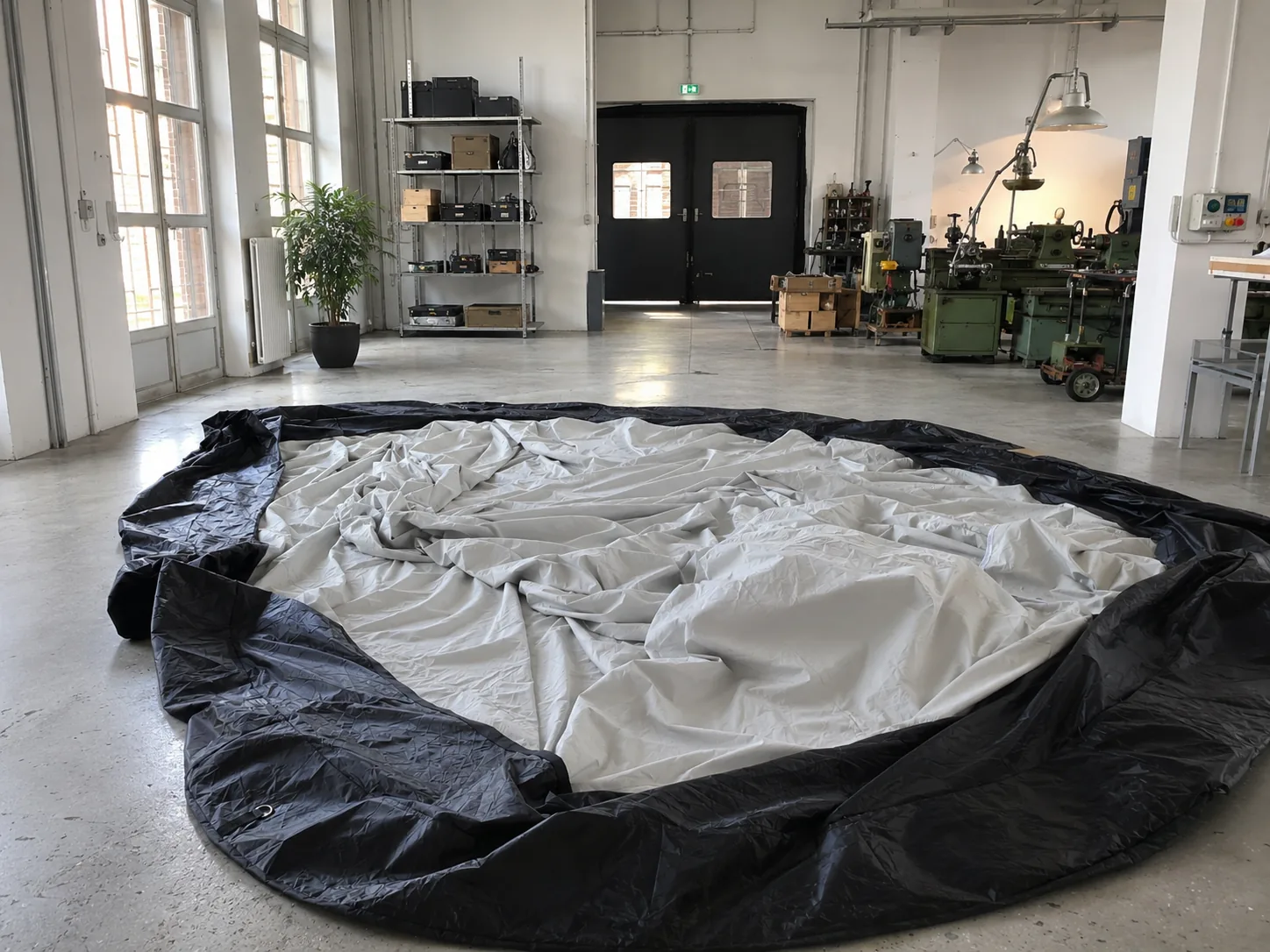 Doppia membrana del planetario mobile Tholus Air prima del montaggio