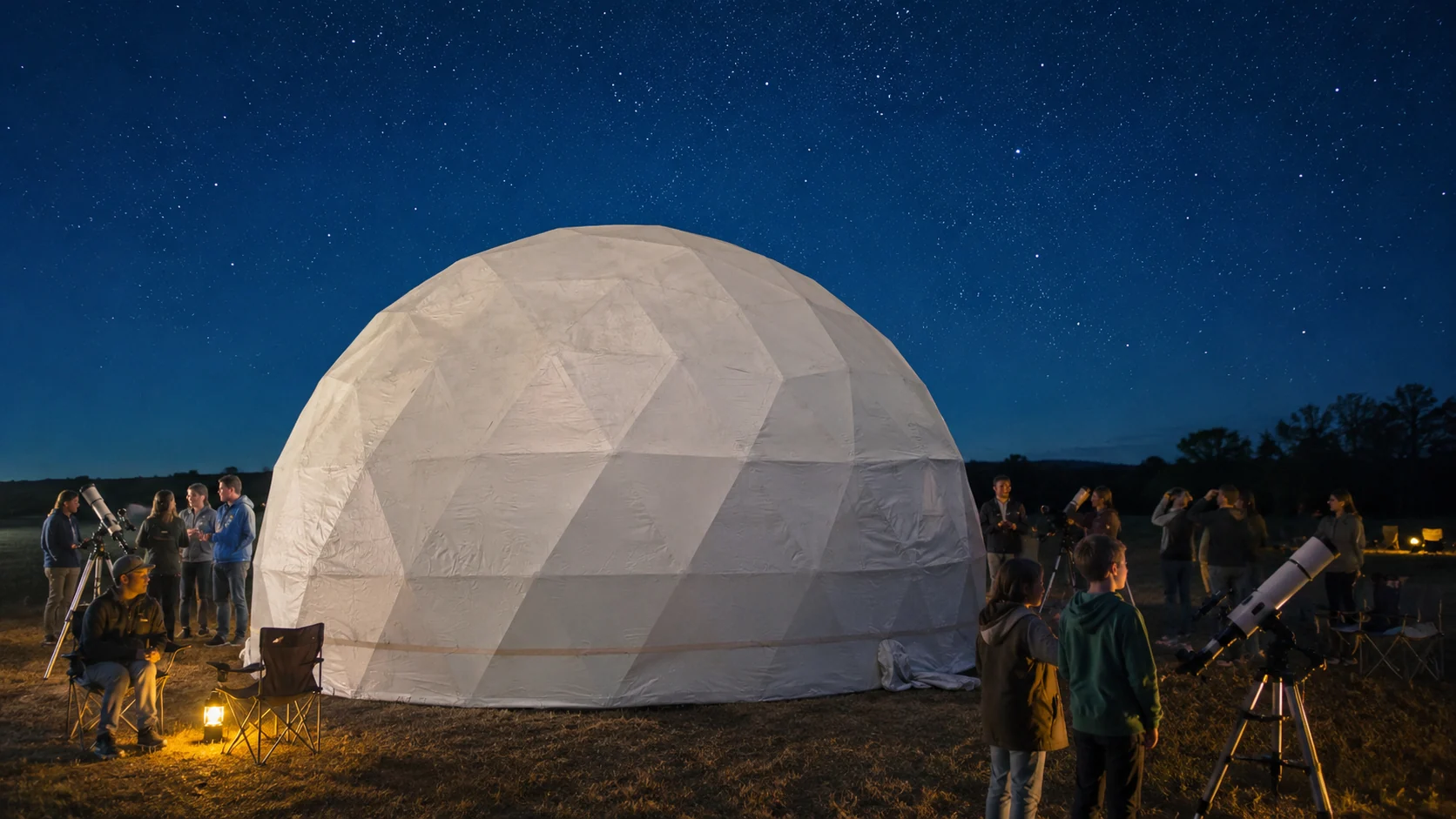 Tholus Venue sotto il cielo stellato durante una serata astronomica